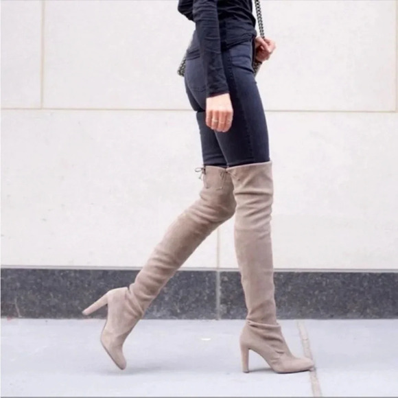 Stuart Weitzman Highland Heel Boot in Taupe Size 37 - Picture 4 of 16